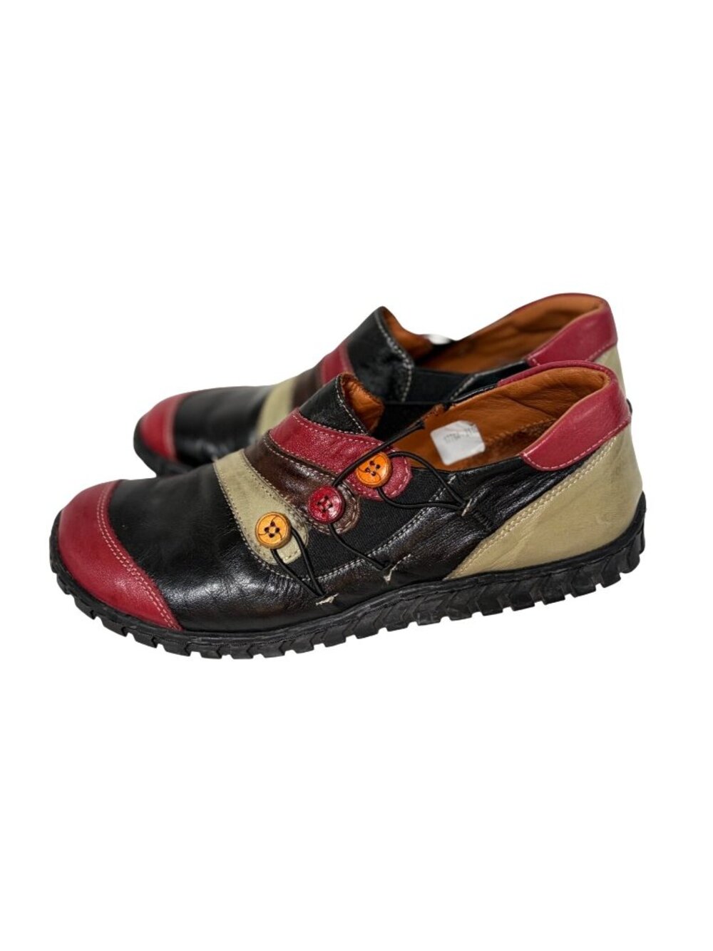 Spring Step Womens 39 8 8.5 patchwork Leather slip on shoes multicolor Neeta Fla
